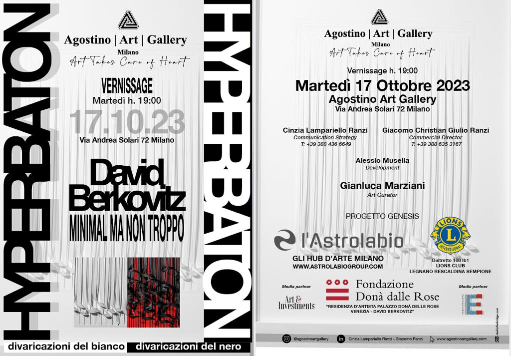 Agostino Art Gallery presenta David Berkovitz:”Hyperbaton. Minimal ma non troppo”